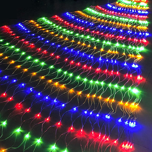 Outdoor Christmas Net Lights, 12FT X 5FT 360 LED Mesh String Light with 8 Lighting Modes, Connectable Light for Garden Tree Bushes, Holiday Wedding Party Decorations, Multicolor