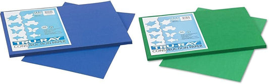 Pacon  Sulphite Construction Paper Bundle - Royal Blue 50 Sheets, Holiday Green 50 Sheets (12 X 18 Inches)