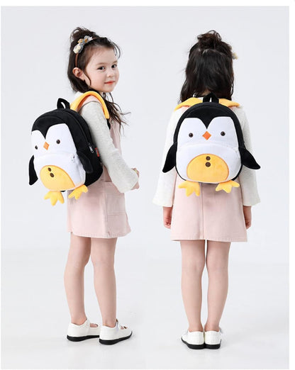 Toddler Backpack for Boys and Girls, Cute Soft Plush Animal Cartoon Mini Backpack Little for Kids 2-6 Years (Penguin)