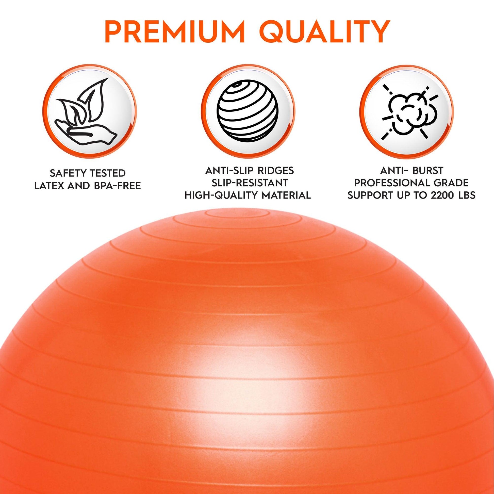 Balance Ball, 55cm, Orange - Loomini