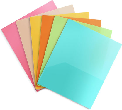 Pastel Folders with Pockets - (6 Pack) 2 Pocket Plastic Folders, Assorted Plastic Two Pocket Folder, Cheerful Light Colored Folders with Pockets, 8.5 X 11 Heavy Duty Folders for School