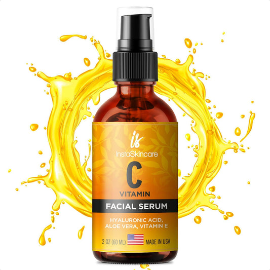 DOUBLE SIZED (2Oz) Vitamin C Serum for Face with Hyaluronic Acid and Vitamin E