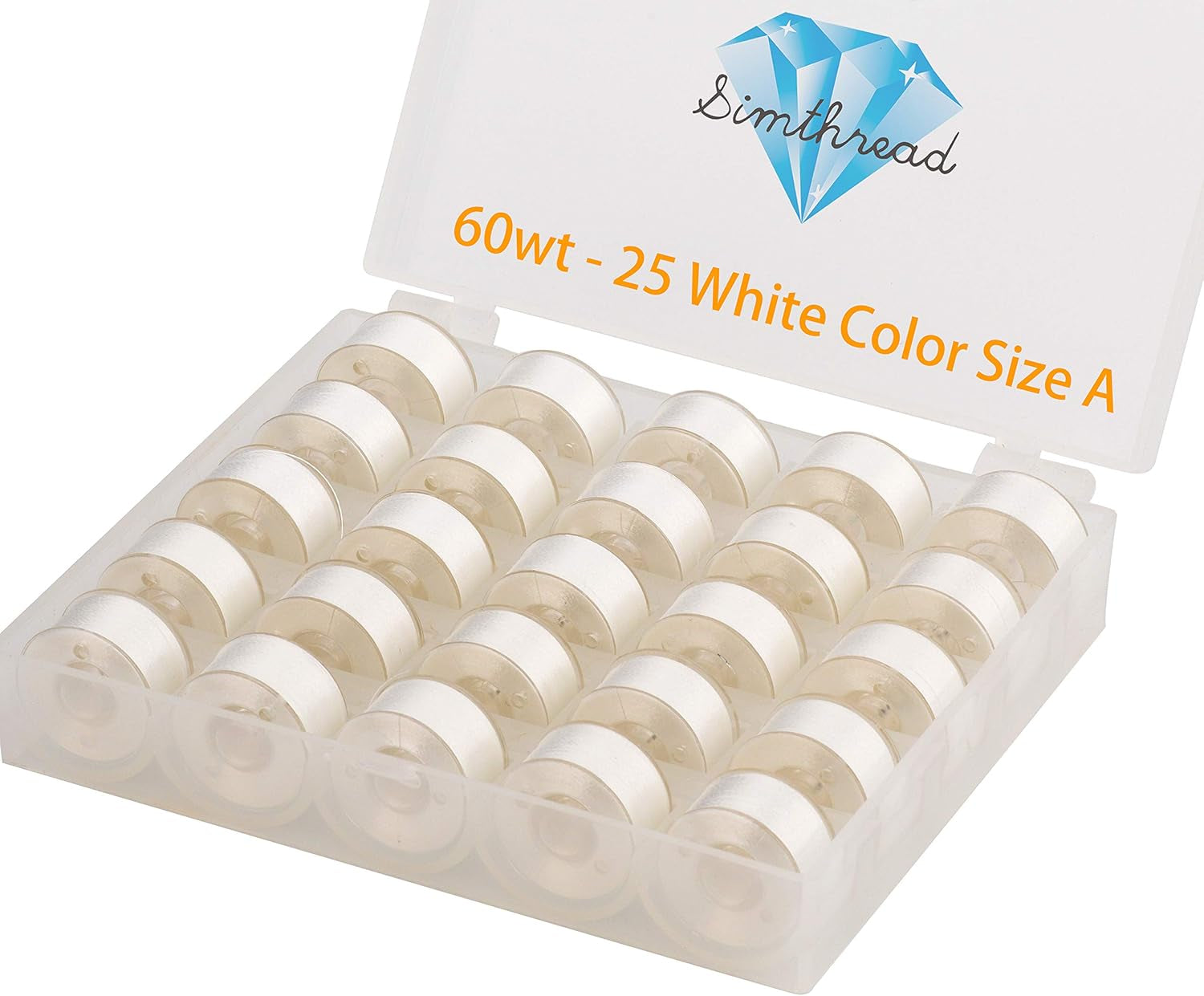 25Pcs 15White+10Black Prewound Bobbin Thread Size a Class 15 (SA156) 60WT with Clear Storage Plastic Case Box 70D/2 for Brother Embroidery Thread Sewing Thread Machine DIY