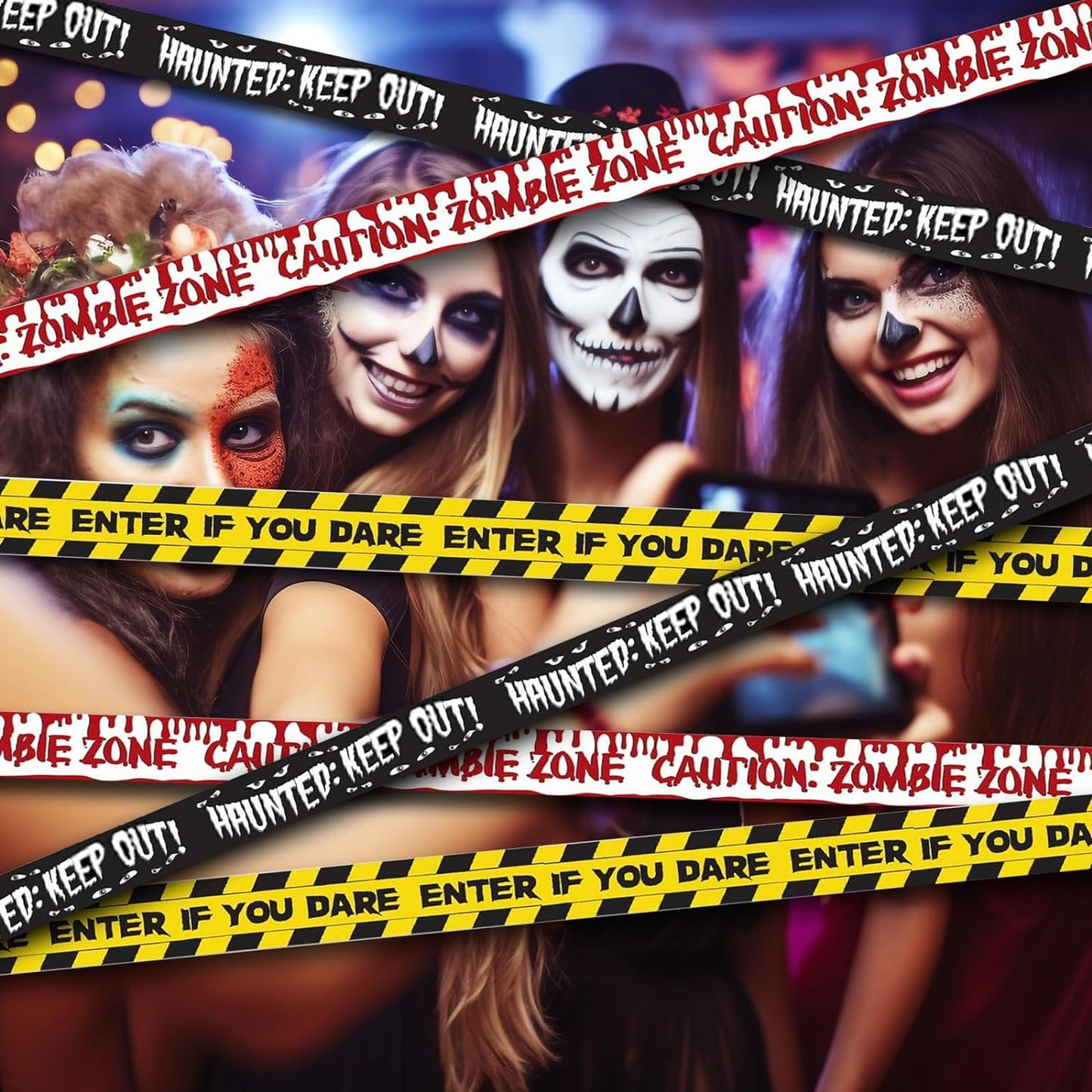 Halloween Zombie Caution Tape & Zombie Posters Pack, Fright Tape Bundle for Zombie Party or Halloween Party