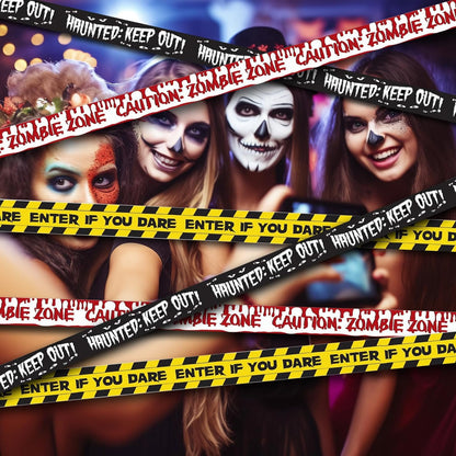 Halloween Zombie Caution Tape & Zombie Posters Pack, Fright Tape Bundle for Zombie Party or Halloween Party