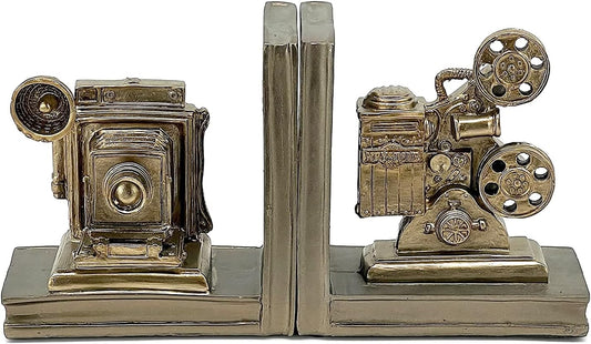 Decorative Bookends Vintage Camera Projector Book Ends Statues Office Library Bookshelves Support Artist Designer Photographer Art Director Creative Gifts Antiques Boho Farmhouse Home Decor