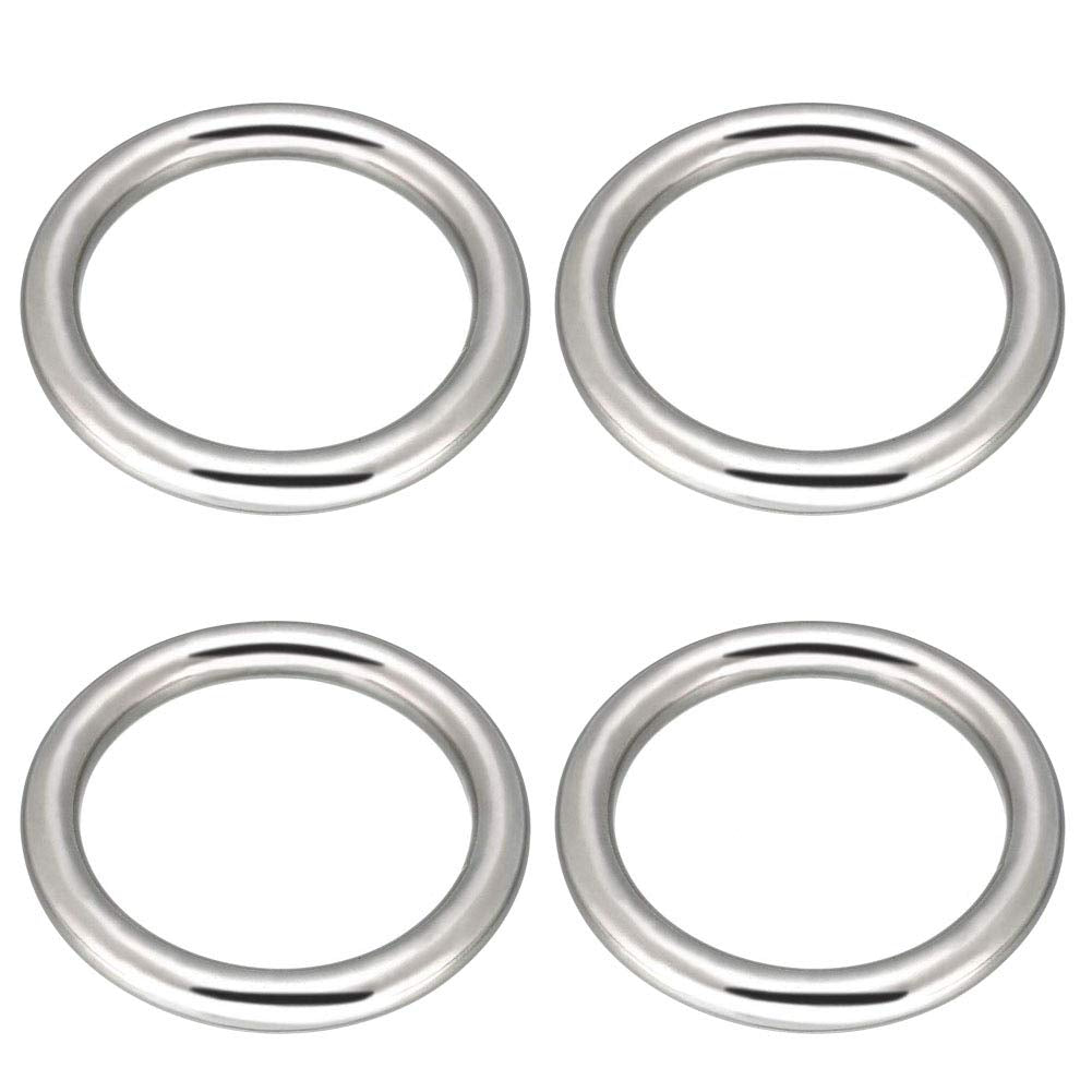 3" Seamless Metal O Ring, 4 Pack 304 Stainless Steel Rings Load 440Lbs, Solid, Heavy Duty Multi-Purpose Metal O-Ring for Macrame,Dog Leashes