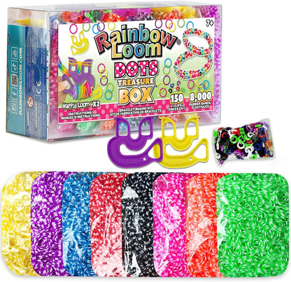 ® Treasure Box Sparkle Edition, 8,000 Rubber Bands in 8 Different Sparkly Colors, and a BONUS of 2 Happy Looms, Great Activities for Boys and Girls 7+