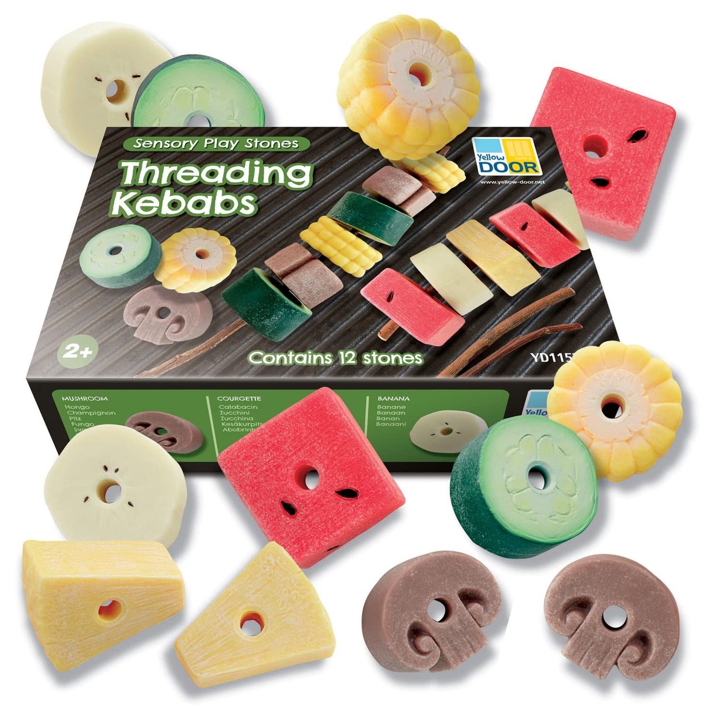 Sensory Play Stones, Threading Kebabs