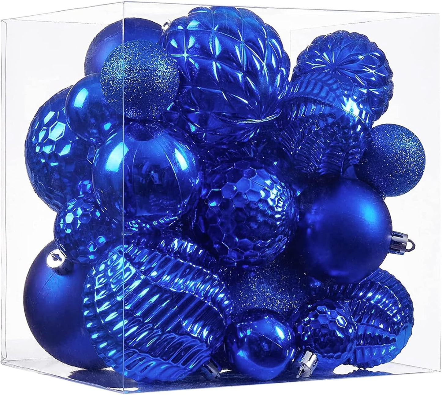 Christmas Balls Ornaments -36Pcs Shatterproof Christmas Tree Decorations with Hanging Loop for Xmas Tree Wedding Holiday Party Home Decor,6 Styles in 3 Sizes(Diamond Blue)