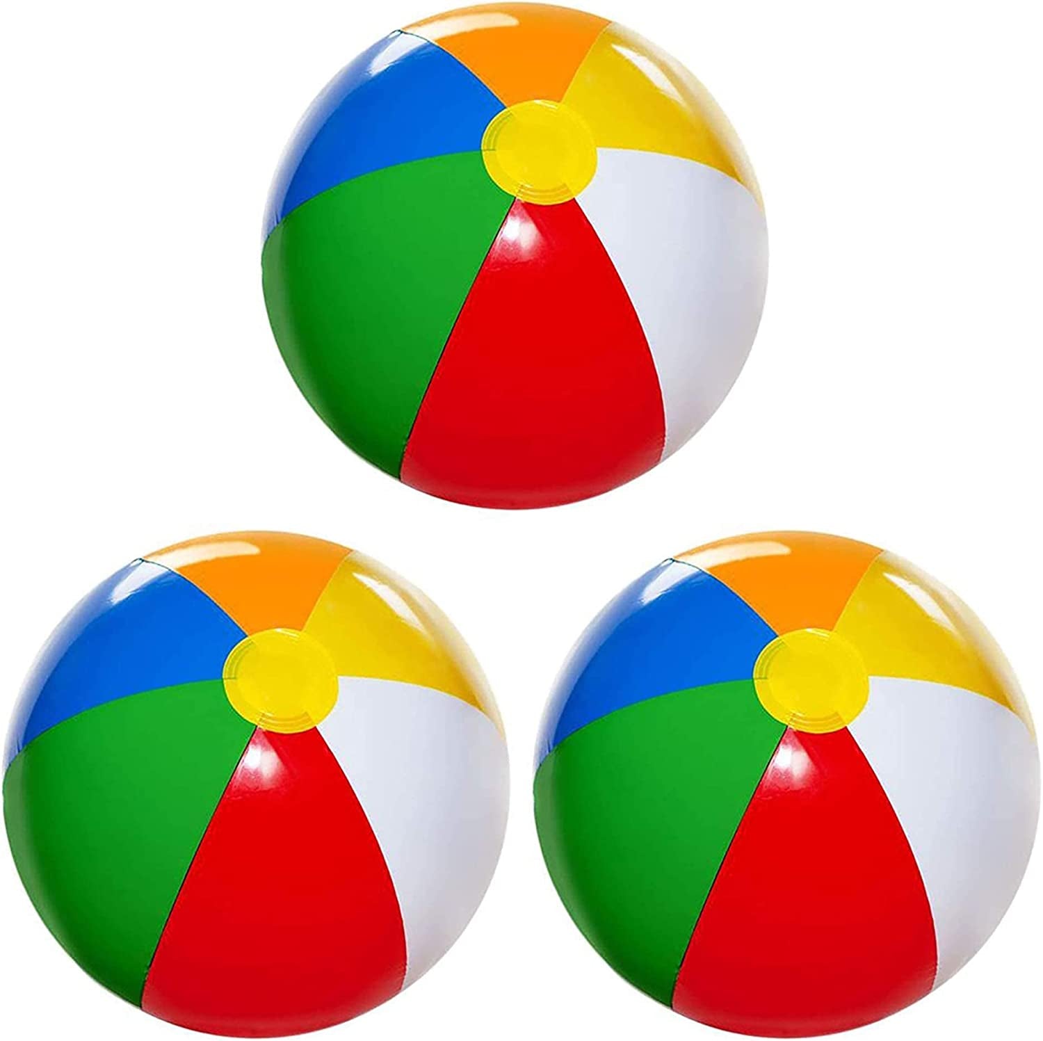 Beach Balls 3 Pack 20" Inflatable for Kids - Toys & Toddlers, Pool Games, Toy Classic Rainbow Color