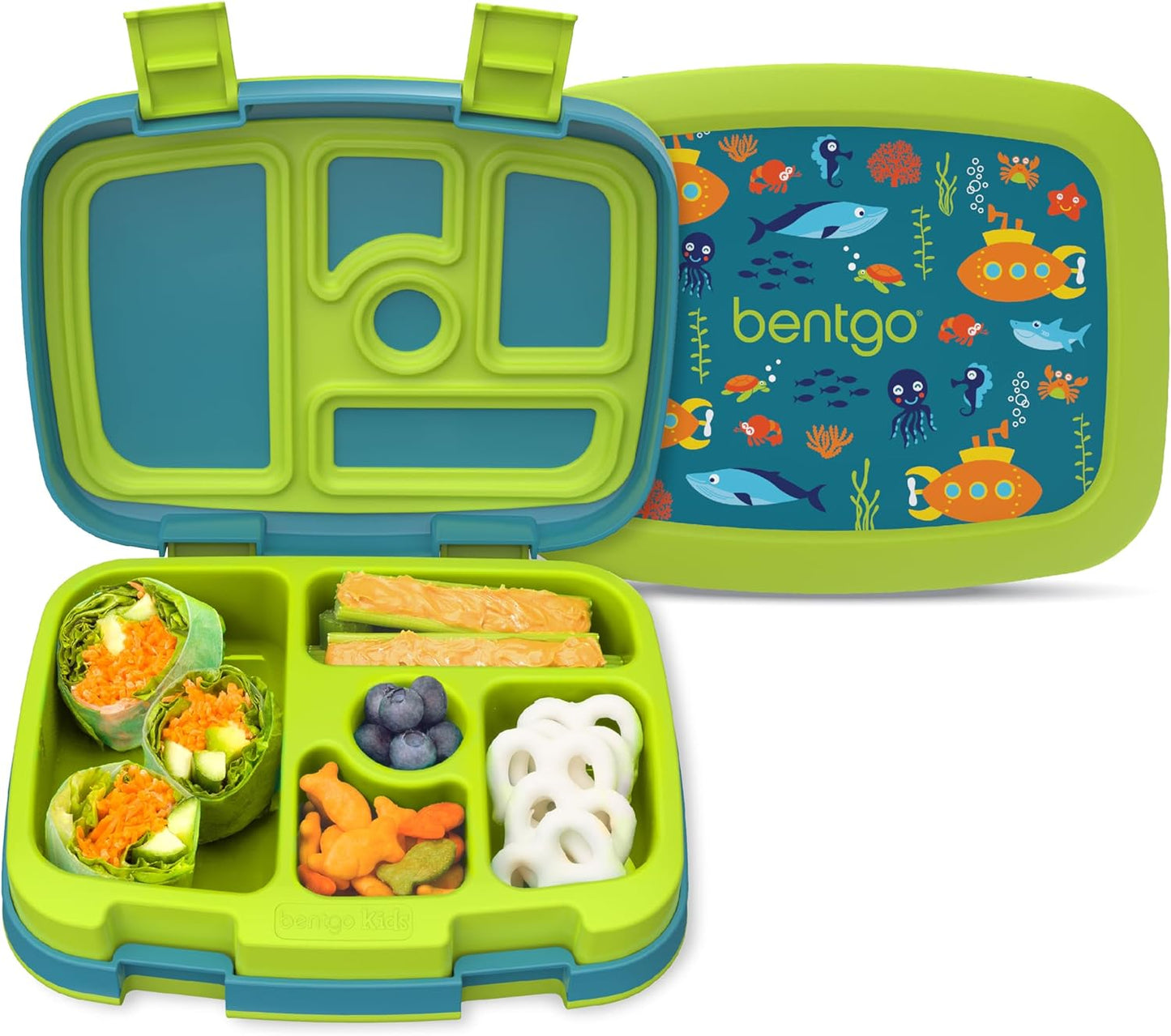 ® Kids Prints Leak-Proof, 5-Compartment Bento-Style Kids Lunch Box - Ideal Portion Sizes for Ages 3-7, Durable, Drop-Proof, Dishwasher Safe, & Made with Bpa-Free Materials (Dinosaur)