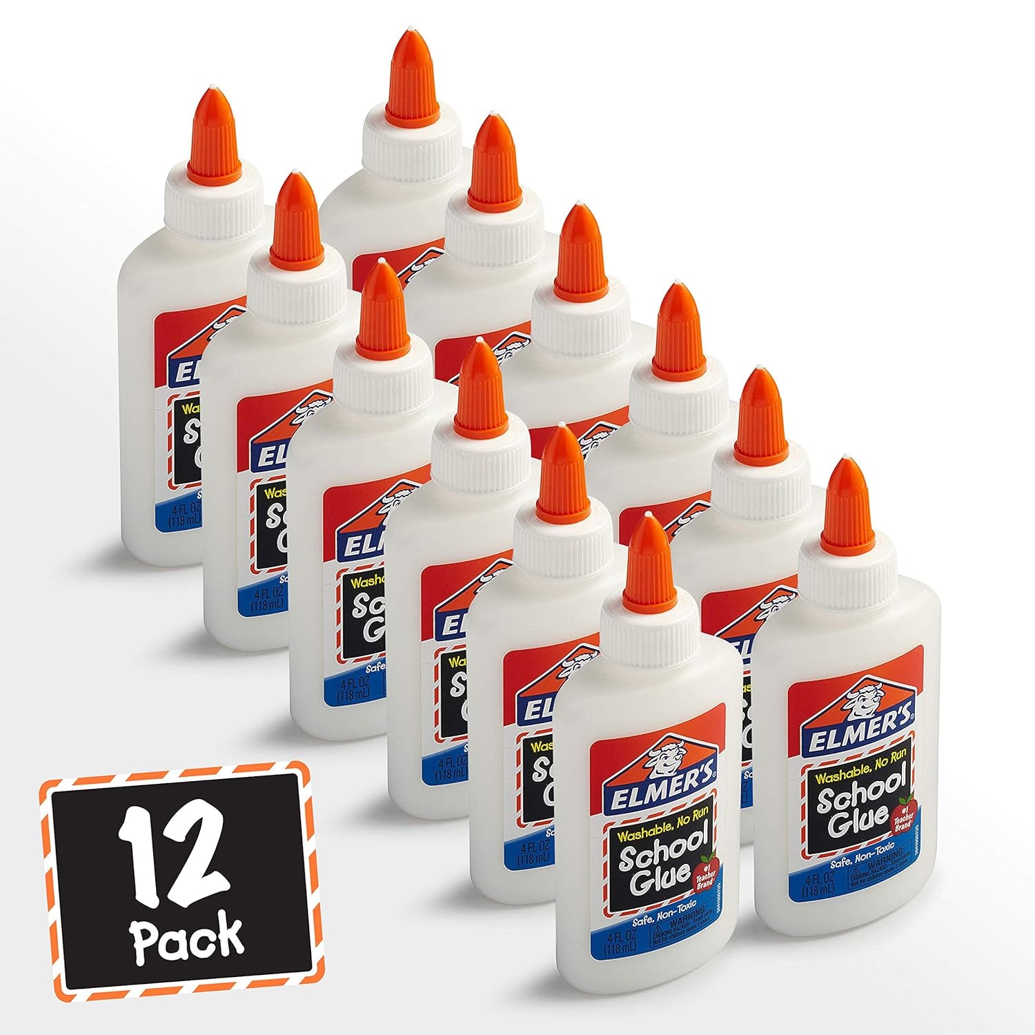 Elmers Liquid School Glue, Slime Glue & Craft Glue | Washable, 4 Ounces Each, Great for Making Slime, 12 Count