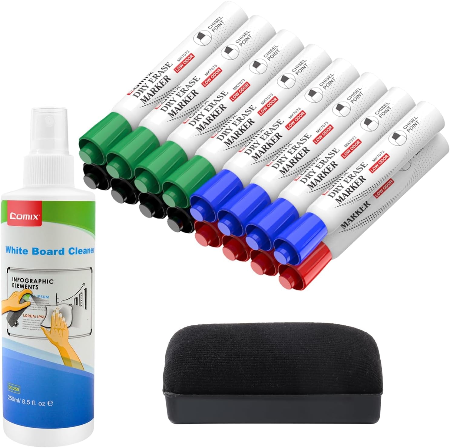 Dry Erase Markers, Chisel Tip White Board Markers, 36 Bulk 4 Assorted Colors Low Odor Markers for Teachers Office & School Supplies