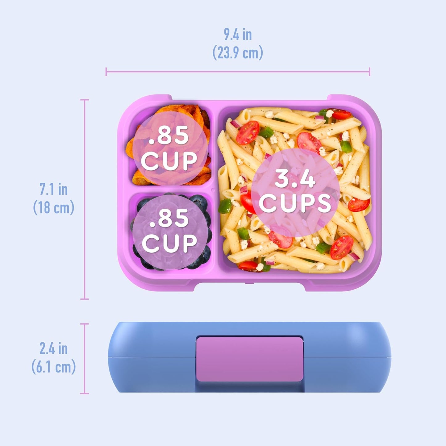 ® Pop - Leak-Proof Lunch Box & Removable Divider for Ages 8+ & Teens - Lunch Container Holds 5 Cups of Food; 3-4 Compartments; Microwave/Dishwasher Safe; 2 Year Warranty (Periwinkle/Pink)