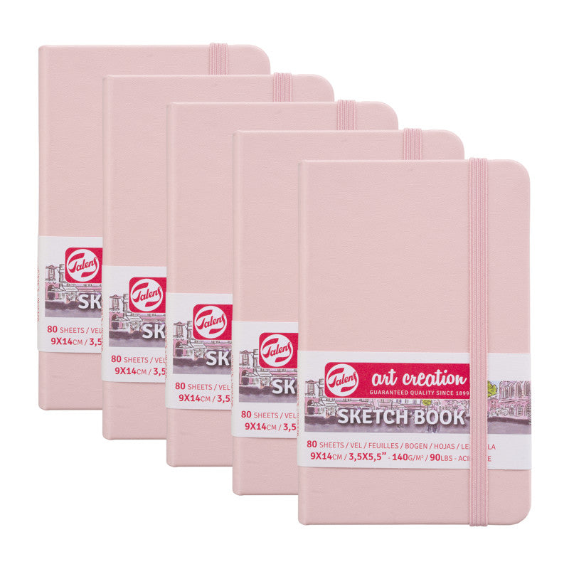 Sketchbook, 80 Sheets, 90lbs, Pastel Pink Cover, 3.5" x 5.5", Pack of 5