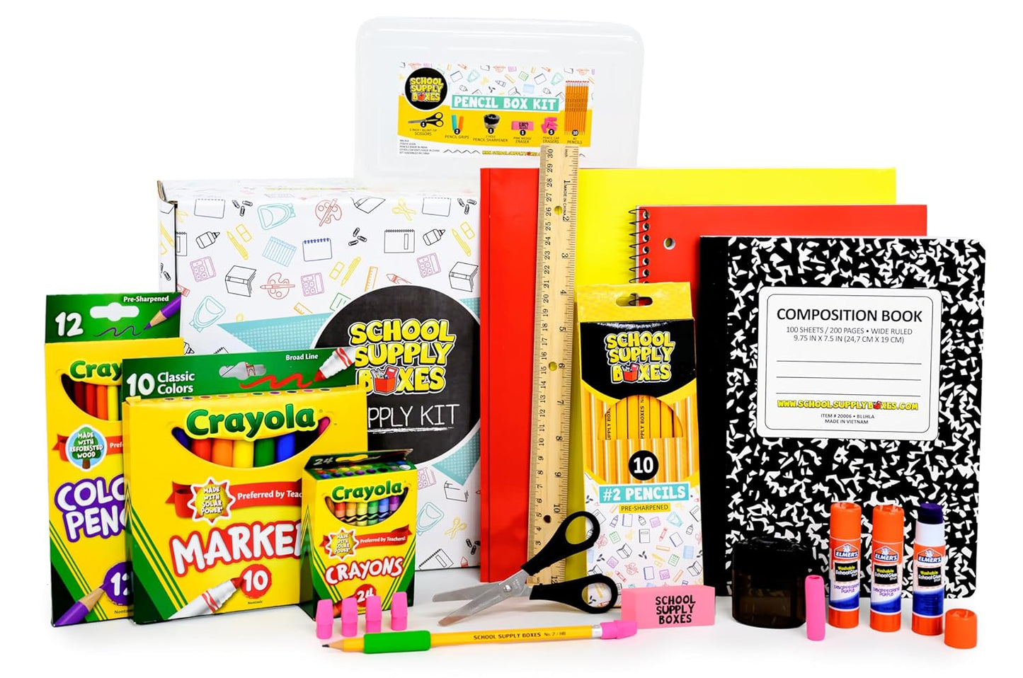 Back to School Supply Box Grades K-5 - School Supply Kit Back to School Essentials - 32 Pieces