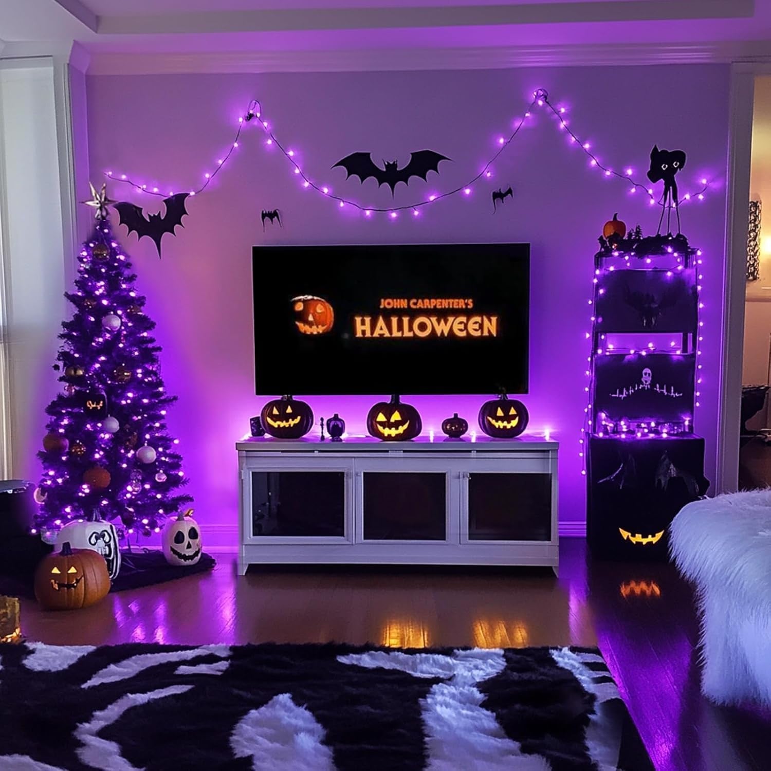 250 LED Halloween String Lights, 91.5Ft Purple Halloween Lights Outdoor Waterproof, 8 Lighting Modes Connectable Christmas Tree Lights for Yard Patio Party Holiday Decorations