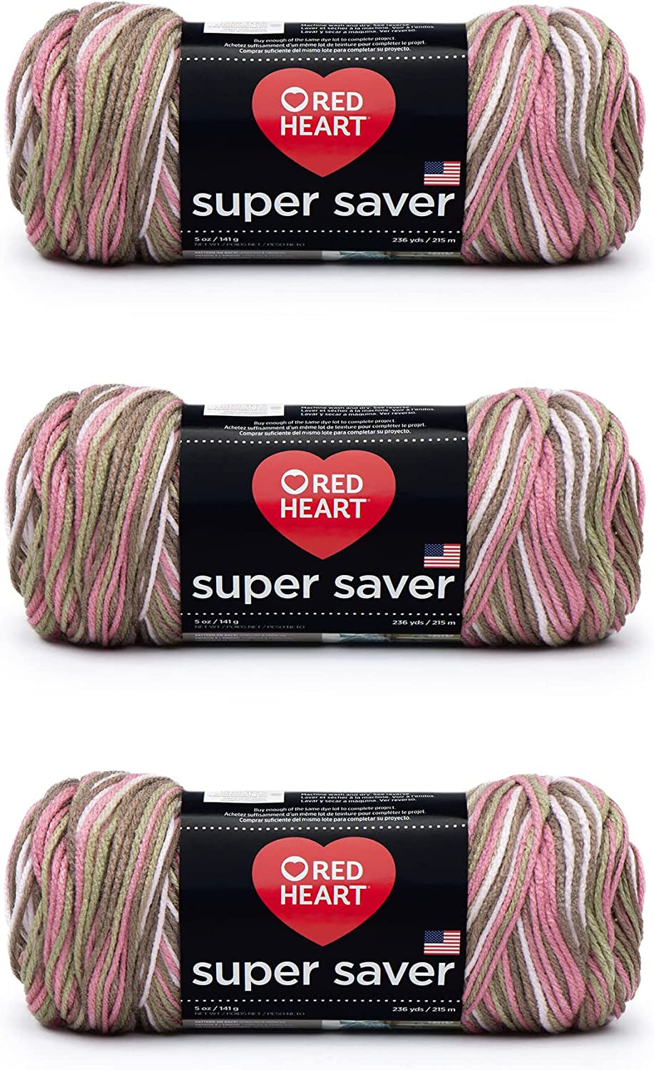 Super Saver White Yarn - 3 Pack of 198G/7Oz - Acrylic - 4 Medium (Worsted) - 364 Yards - Knitting/Crochet