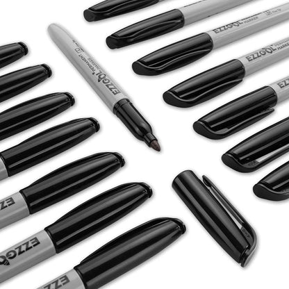 Permanent Markers Bulk, 72 Pack Black Permanent Marker Set, Fine Tip, Waterproof Markers, Premium Smear Proof Pens, Waterproof, Quick Drying, Office Supplies for School, Office, Home