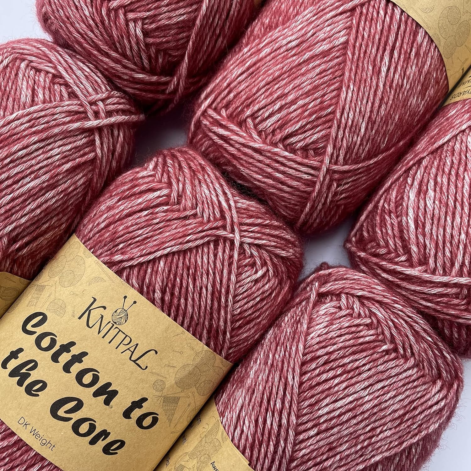 Cotton to the Core Soft Cotton Yarn for Crocheting, 78% Cotton and 22% Acrylic - Soft Baby Yarn for Crocheting - 3 DK Weight Cotton Yarn for Knitting - 6 Skeins, 852Yds/300G (Almond Tan)