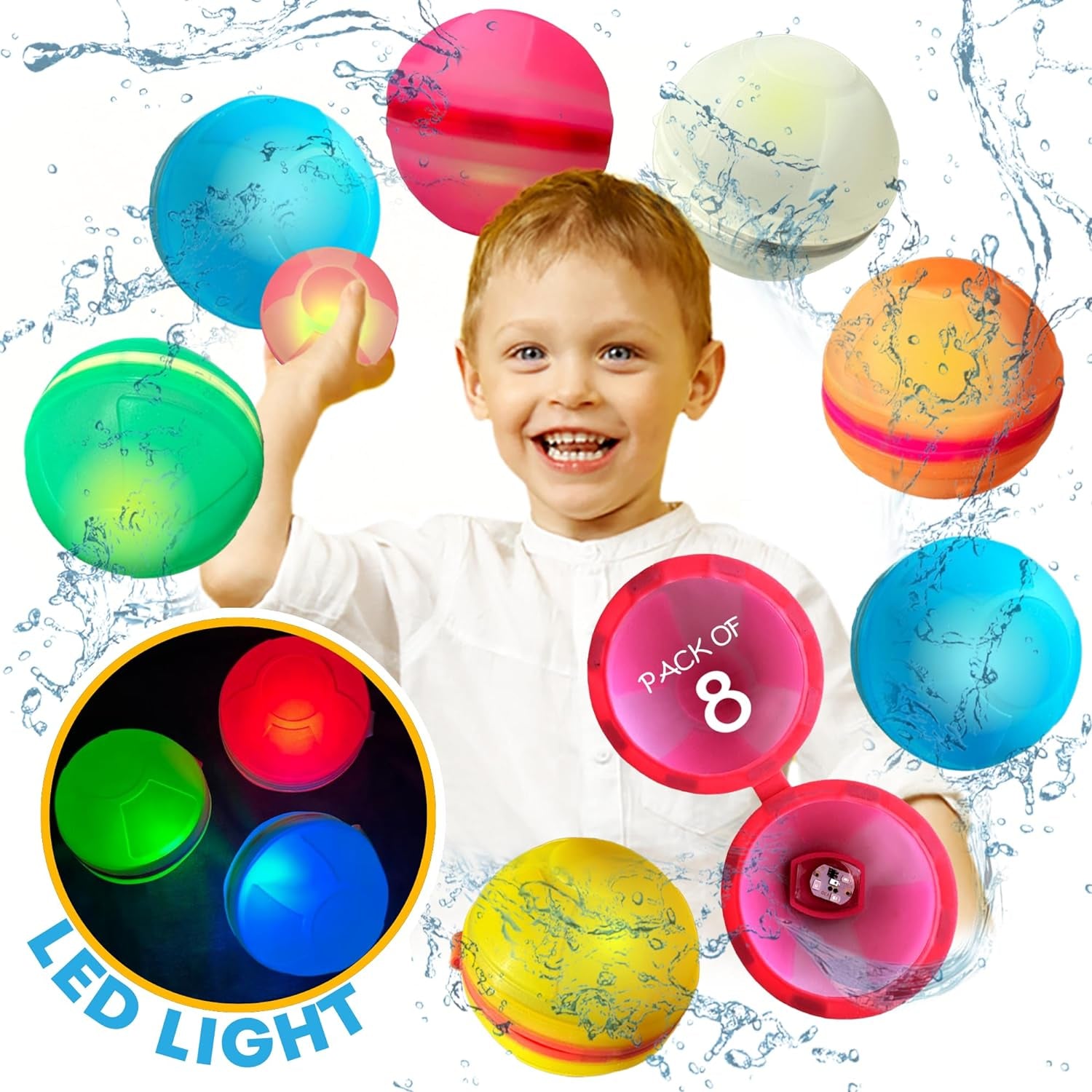 Reusable Water Balloons for Kids, Water Balloons Quick Fill, Refillable Water Balloons for Kids, Reusable Water Balloons Magnetic, Reuse Water Balloons, Silicone (12) (Regular)