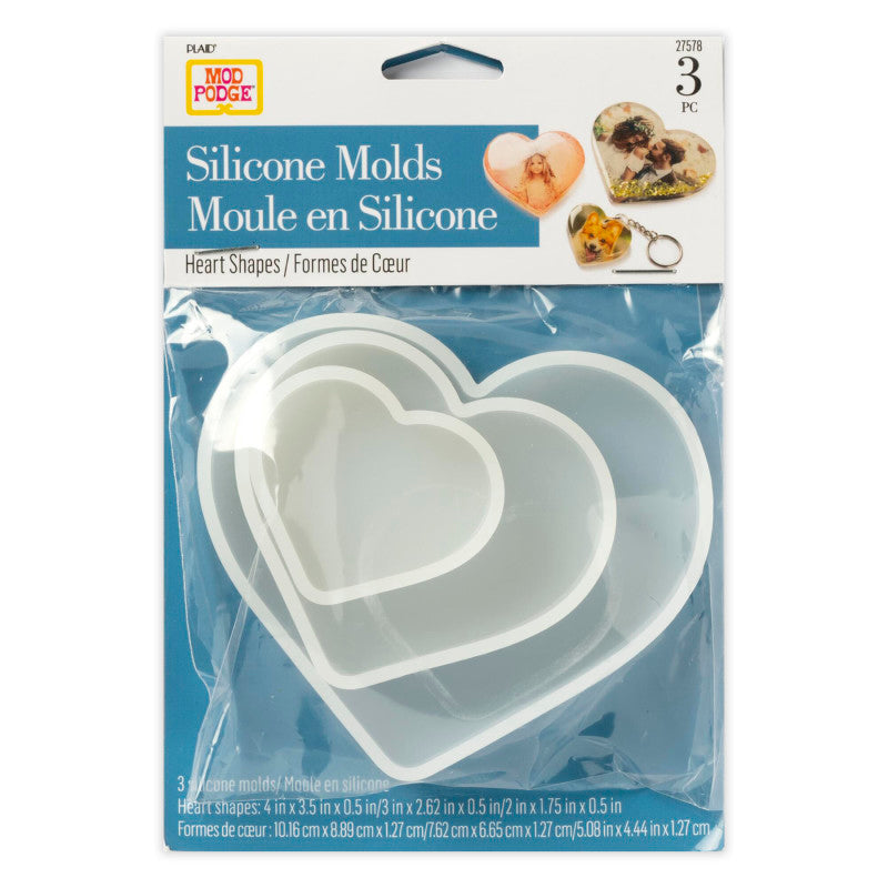 Silicone Resin Mold, Hearts, 3-Piece