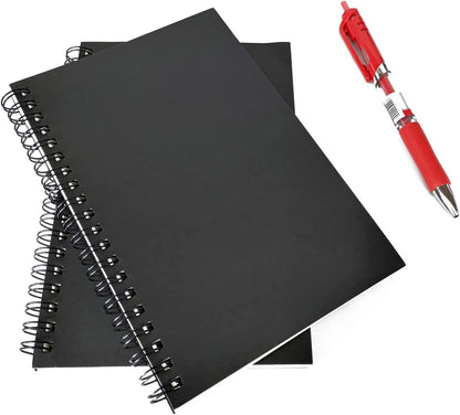 Blank Spiral Notebook, 1-Pack, Soft Cover, Sketch Book, 100 Pages / 50 Sheets, 7.5 Inch X 5.1 Inch (Black)