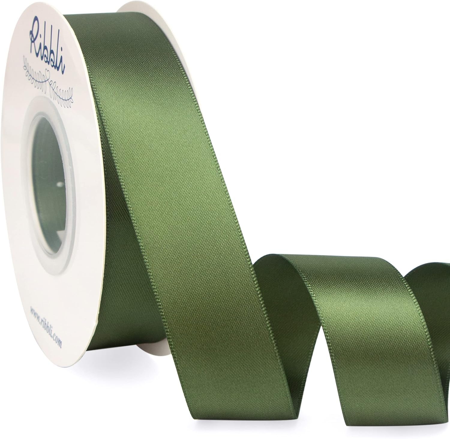 Moss Green Satin Ribbon,Double Faced Satin 1 Inch X Continuous 25 Yards,Use for Bows Bouquet,Gift Wrapping,Wedding Decoration,Floral Arrangement