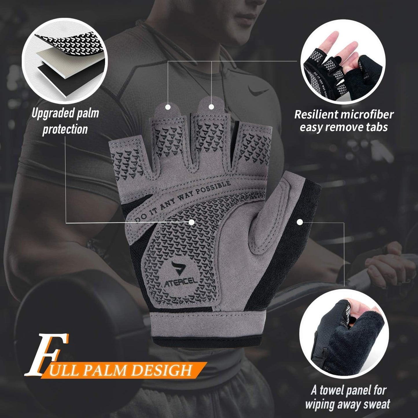 Weight Lifting Gloves Full Palm Protection, Workout Gloves for Gym, Cycling, Exercise, Breathable, Super Lightweight for Mens and Women