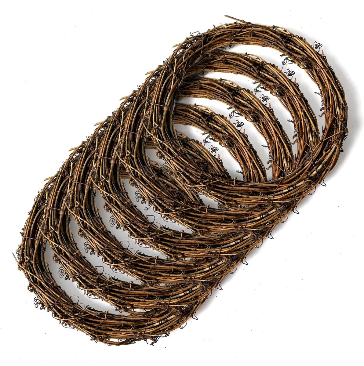 6 Pcs 10 Inch Natural Grapevine Wreaths, Vine Branch Wreath, Rattan Wreath for DIY Christmas Craft, Front Door Wall Hanging, Wedding and Party Decors