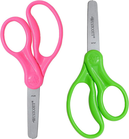 13168 Right- and Left-Handed Scissors, Kids' Scissors, Ages 4-8, 5-Inch Blunt Tip, Assorted, 2 Count (Pack of 1)