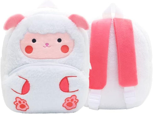 Toddler Backpack for Boys and Girls, Cute Soft Plush Animal Cartoon Mini Backpack Little for Kids 2-6 Years (Lamb)