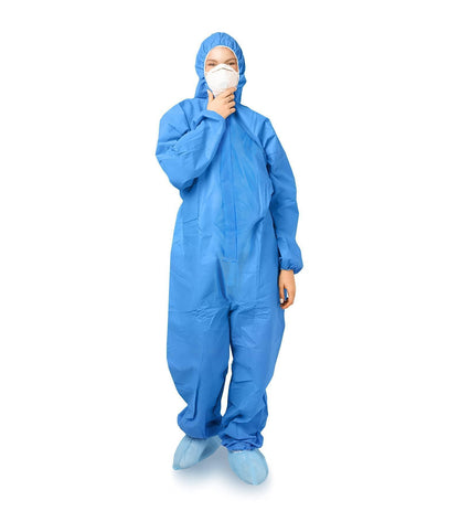 EZGOODZ Disposable Coveralls for Men Women Pack of 5 X Large Blue Hazmat Suits