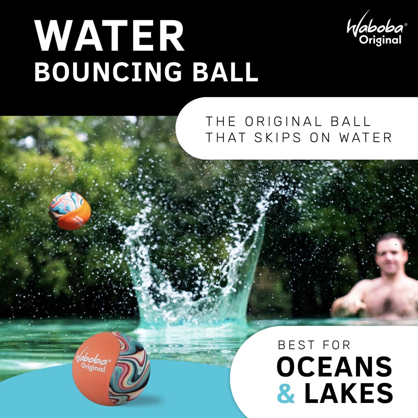 Original Water Bouncing Ball - Water-Proof Beach Toys, Pool Games for Kids