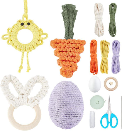 8 in 1 DIY Macrame Kit All in One Macrame Kits for Adults Beginners White Macrame Wall Hanging Ornaments for Decoration Easy Macrame Keychain Kits Macrame Plant Hanger Kit with Instruction