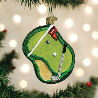 Putting Green Glass Ornament Free Box 44156 New