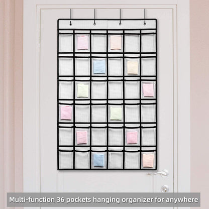 36 Clear Pockets Classroom Pocket Chart for Cell Phones and Calculator Holder, Pocket Chart for Classroom Phone Holder with Number Stickers and Hooks (Grey)