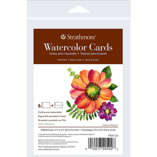 400 Series Watercolor Cards & Envelopes, Anniversary Size, 3.5x4.875 inch, 6 Pack