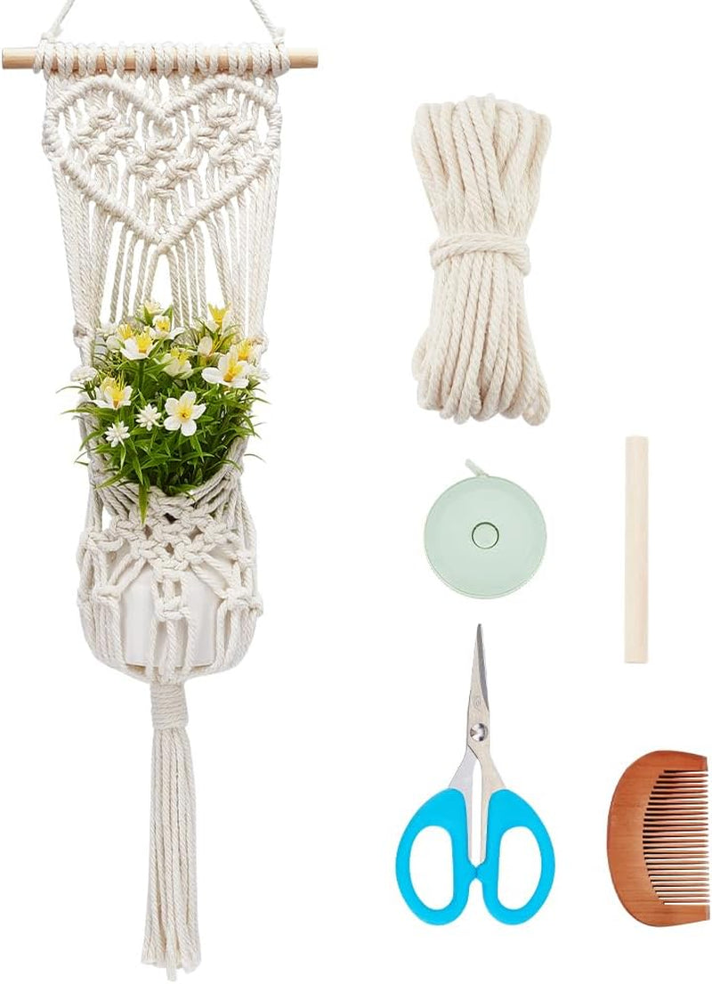 8 in 1 DIY Macrame Kit All in One Macrame Kits for Adults Beginners White Macrame Wall Hanging Ornaments for Decoration Easy Macrame Keychain Kits Macrame Plant Hanger Kit with Instruction