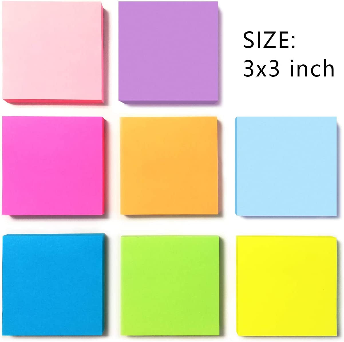 8 Pads Pop up Sticky Notes 3X3 Refills Bright Colors Self-Stick Notes Pads Super Adhesive Sticky Notes Great Value Pack