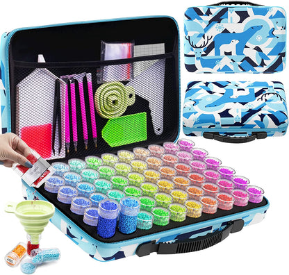 Diamond Painting Storage Boxes, 60 Slots Bead Storage with 5D Diamond Art Accessories and Tools Kit