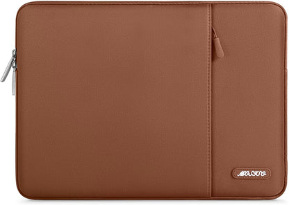 Laptop Sleeve Bag Compatible with Macbook Air/Pro, 13-13.3 Inch Notebook, Compatible with Macbook Pro 14 Inch M3 M2 M1 Chip Pro Max 2024-2021, Polyester Vertical Case with Pocket, Caramel Brown