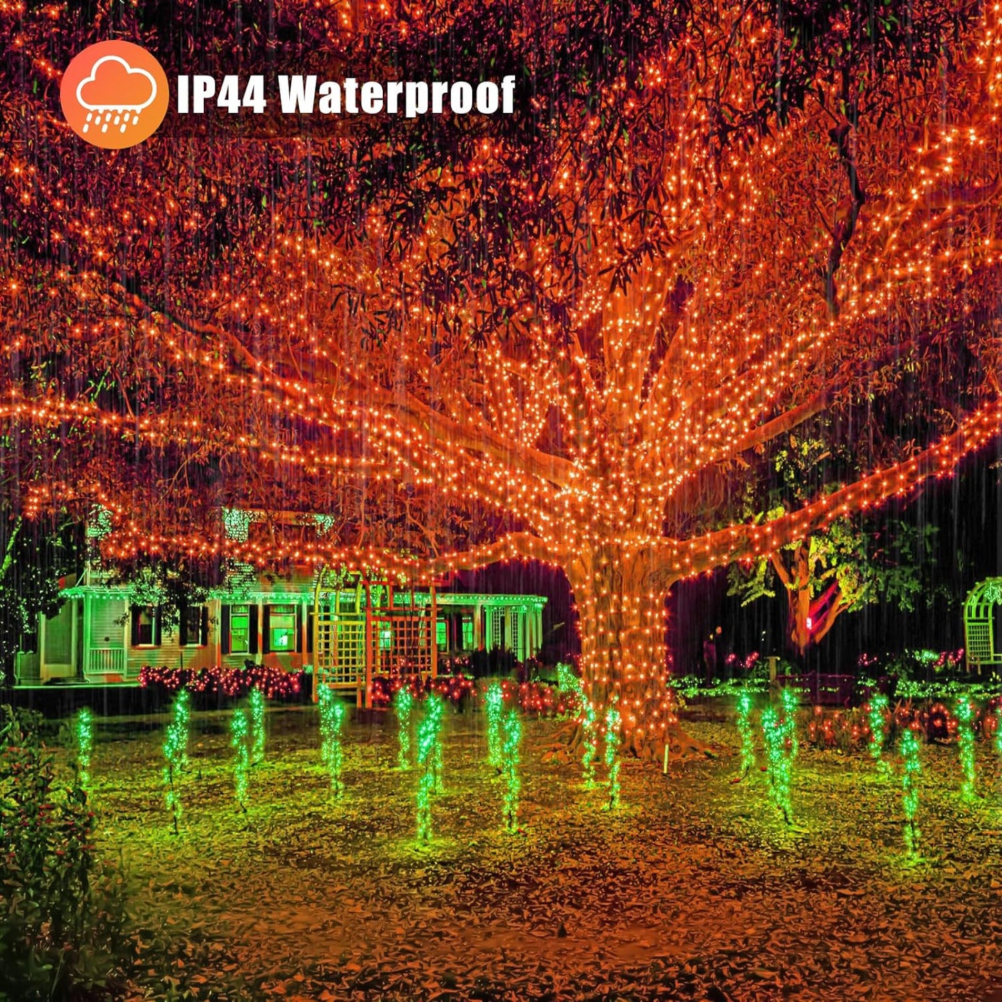 100 LED Halloween Lights Outdoor, 33Ft Orange String Lights Indoor 8 Modes Clear Wire, Plug in Waterproof Orange Christmas Lights for Christmas Halloween Tree Thanksgiving Decorations