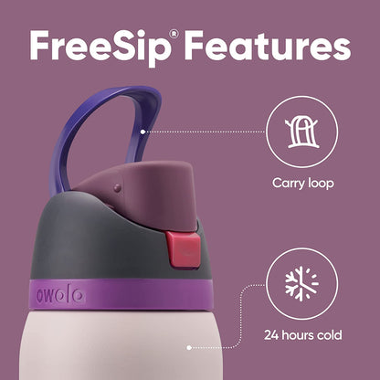 Freesip Insulated Stainless Steel Water Bottle & Silicone Water Bottle Boot, Anti-Slip Protective Sleeve & 2-In-1 Water Bottle Brush Cleaner and Water Bottle Straw Cleaner Brush