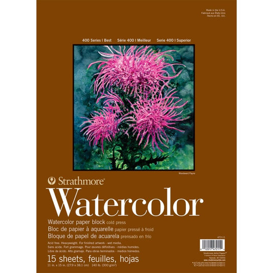 400 Series Watercolor Paper Block, 15 Sheet, 11x15 inch, 1 Count