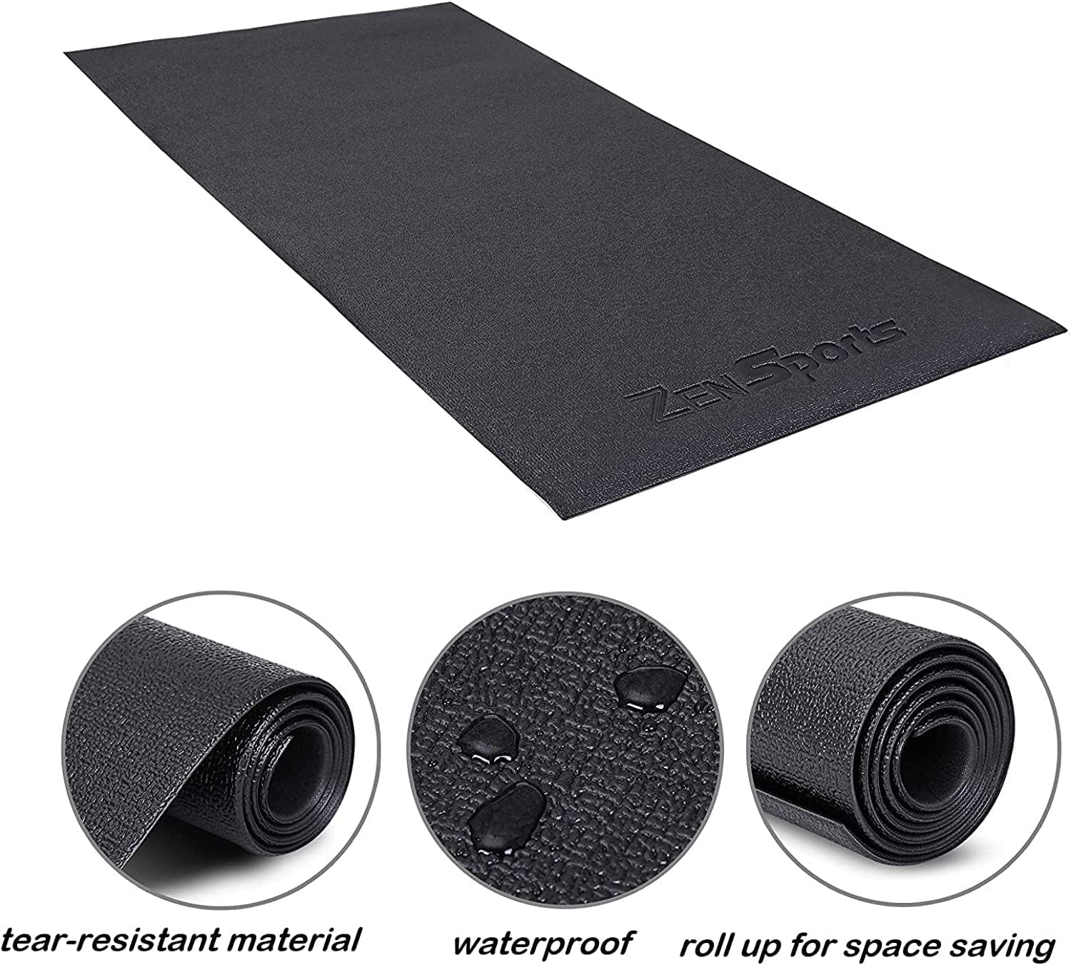 Exercise Equipment Mat Treadmill Mat 8X3 Ft Floor Mat High Density Fitness Gym Mat for Indoor Bike Cycling Mat,Jump Rope Mat,Elliptical Mat,Hard Floor Carpet Protection Black