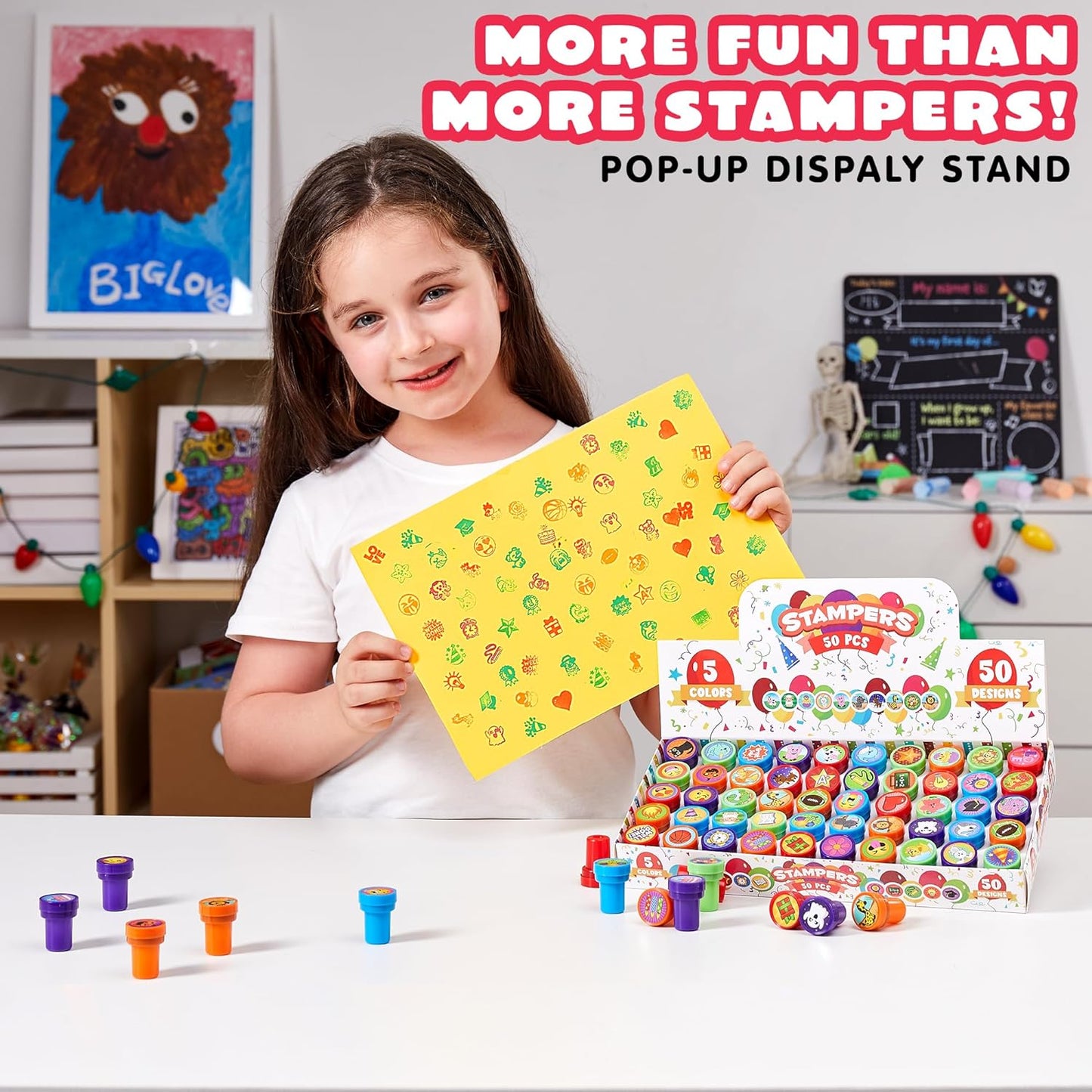 50 Pcs Assorted Stamps for Kids - Self-Ink Stamps with 50 Designs for Birthday Party Favor, Carnival Prizes, School Stampers, Goodie Bag, Halloween, Christmas (Zoo, Holiday Stampers)