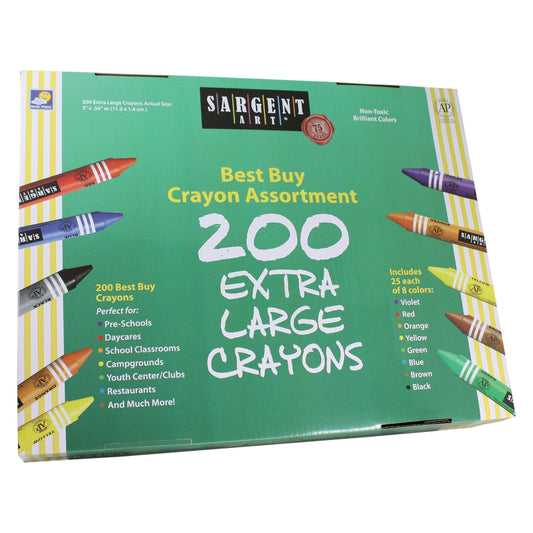 Best-Buy Crayon Assortment, Extra Large Size (Big Ones), 8 Colors, 200 Count - Loomini