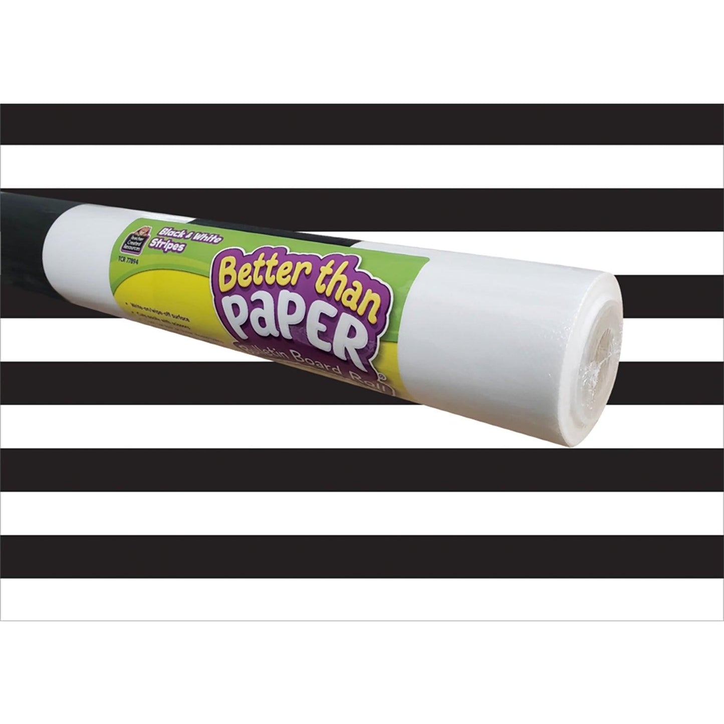 Better Than Paper® Bulletin Board Roll, 4' x 12', Black & White Stripes, Pack of 4 - Loomini